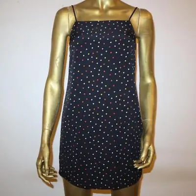 £8.50 • Buy Topshop Black Multicoloured Polka Dot Cami Spaghetti Strap Slip Dress, Size 6