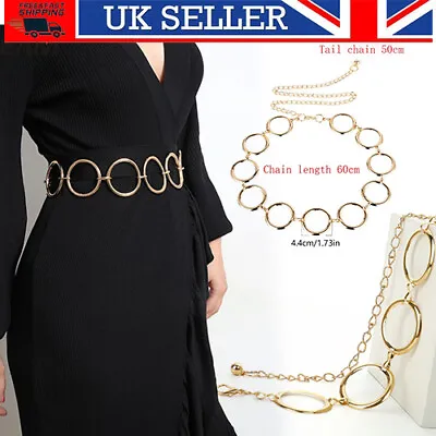 Sexy Ladies Belt Dress Ornaments Silver Metal Big Ring Belt Female Waist Chain  • £4.79