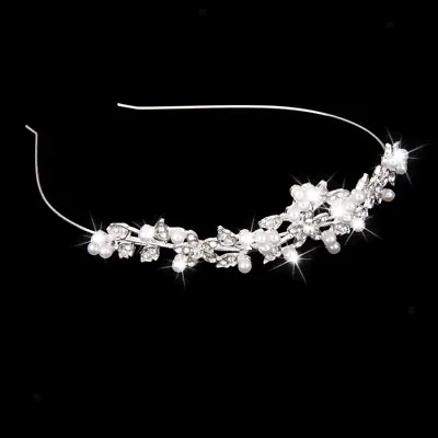 £5.04 • Buy Bridal Wedding Prom Jewelry Diamante Pearl Crown Headband Tiara Headpiece