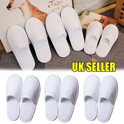 10/20/30Pairs White Warm Spa Slippers Closed Toe Hotel Wedding Dance Guest Party • £13.99