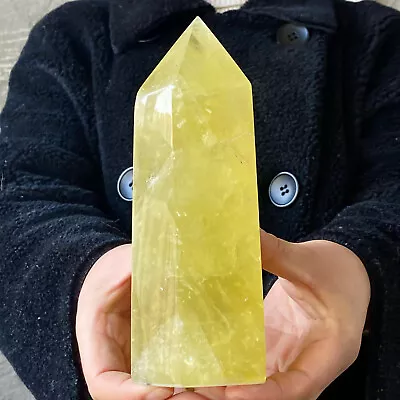 2.1LB Atural Yellow Crystal Obelisk Single Pointed Quartz Crystal Energy Column • $0.99