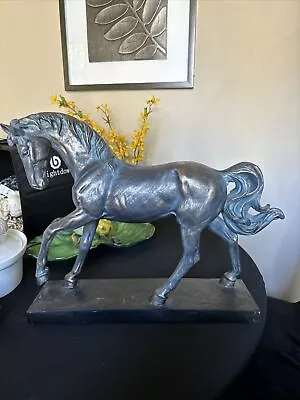 Equestrian Dark Brown W Bronze Horse Galloping On Wild Pasture Statue • $50