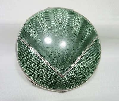 £158.18 • Buy Vintage Enamel Guilloche Compact Sage Green Deakin & Francis Sterling Silver