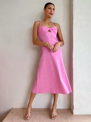 Viktoria & Woods Moscato Dress In Prism Pink RRP $300 Size 8 As New Midi Knot • $90