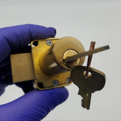 $14.39 • Buy 2x National Door Lock Cabinet Deadbolts 1.5  Cylinder 4 Pin Satin Brass NOS