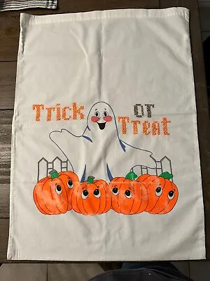 Vtg 90s Halloween Trick Treat Pillowcase Candy Bag Stamped Embroidery 17x24 #PB7 • $14.99