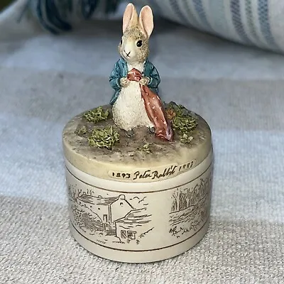 Peter Rabbit Trinket Box Pot From Border Fine Arts F. Warne &Co 1993 Easter 3.5  • $16.99