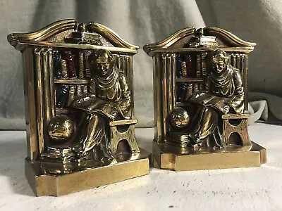 2 Vintage RONSON Bookends Bronze Brass Priest Monk Library Bookcase • $28.95