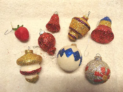 $10 • Buy Vintage Lot Of 8 Glitter Christmas Ornaments   #F