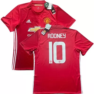 2016/17 Manchester United Home Jersey #10 Rooney Large Adidas Farewell UCL NEW • $120