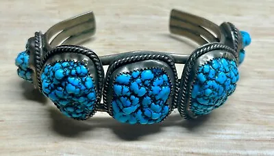 Navajo Turquoise Cuff Bracelet Vintage  Navajo Seafoam Nugget Turquoise • $450