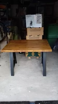 £70 • Buy Solid Oak Butcher's Block Table With Metal Legs