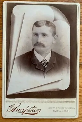 Antique Cabinet Card Photo Victorian Man Marshall Michigan • $8.95