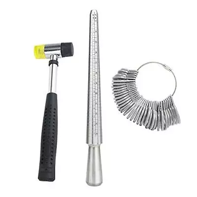 Jewelers Rubber Hammer Metal Ring Mandrel Sizer Finger Size Gauge Set Of 37 P... • $23.15