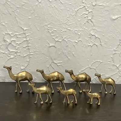 $20 • Buy Vintage Miniature Figurine Decor Brass Heard Of Camels - Set Of 7
