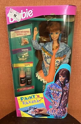 Vintage 1993 Mattel #10057 Paint 'N Dazzle Red Head Barbie Doll NRFB Nice • $19.99