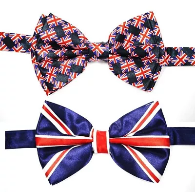 Union Jack Clip-On Bow Tie Kings Coronation British Fancy Dress Party Tie Deal • £3.99