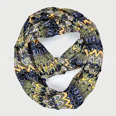 Vintage Pattern Print Circle Loop Infinity Scarf Black Multi Color Smooth Soft • $7.95