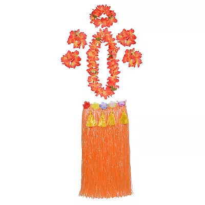 1 Set Beach Grass Skirt Adjustable Vibrant Color Hawaiian Hula Grass Skirt Set • $21.49