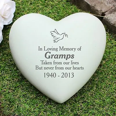 Personalised Dove Graveside Heart Plaque | Memorial Stone | Remembrance Tribute • £28