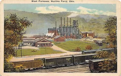 $9.20 • Buy J50/ Martins Ferry Ohio Postcard C1910 Blast Furnace Factory 117