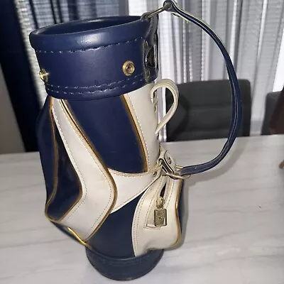 Vintage Dura Bag Blue White Gold Trim Mini Salesman's Sample Golf Bag • $71.95