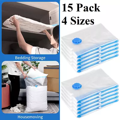 15x Jumbo Vacuum Storage Bags Travel Space Saver Garment Seal Clothes Organizer • $13.99