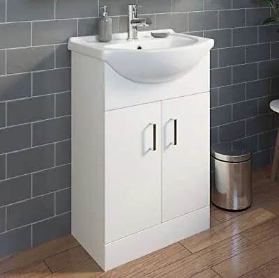 £124.97 • Buy 550mm Floorstanding Bathroom Vanity Unit & Basin Single Tap Hole White Gloss
