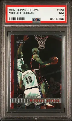 1997 1997-98 Topps Chrome Michael Jordan #123 PSA 7 New Grade 2024 • $25.49