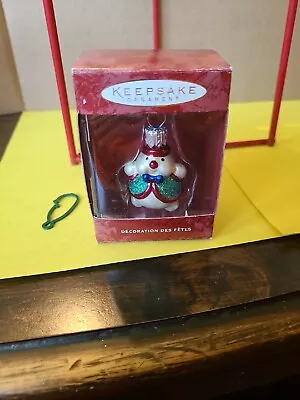 LI’L ROLY POLY SNOWMAN NEW Hand Blown Glass Hallmark 2000 Lil Small Ornament • $4.99