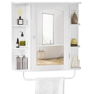 Wall Mounted Bathroom Cabinet Medicine Cabinet Organizer With Mirror Door Shelf • $47.36