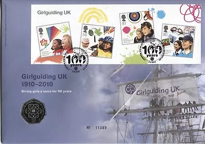 LARGE Coin Cover 2010 GIRLGUIDING UK  Contains 50p Coin 11369 • £7.99