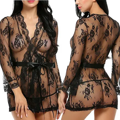 US Women Lace Sexy Lingerie Nightwear Sleepwear G-string Babydoll Underwear Set • $6.99