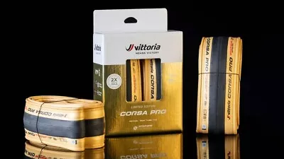 Vittoria Corsa Pro Gold 700x28c Tlr Limited Edition Dual Pack • $269.99