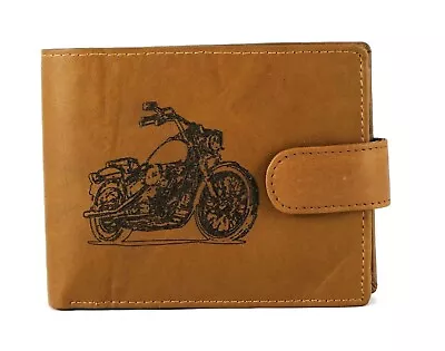 Custom Leather Wallet Men's With HARLEY DAVIDSON Motorcycle Bike Personalized • $14.99