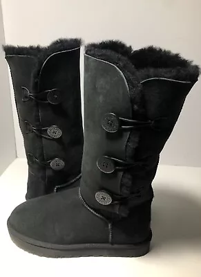 Ugg Bailey Button Ii Triplet Women Tall Boots Black Us10 /uk8 /eu41 S/n 1016227 • £151.80