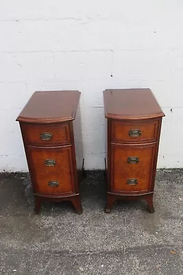 Tall Narrow Mahogany Nightstands End Side Bedside Tables A Pair 5342 • $1295