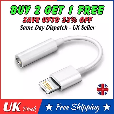 Adapter For IPhone To 3.5mm Jack Connector Cable Headphone Aux All IOS Devices • £2.99