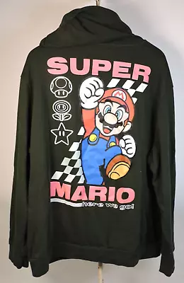 2023 Nintendo Super Mario Hybrid 3X Forest Green Cotton Blend Long Sleeve Hoodie • $23.12