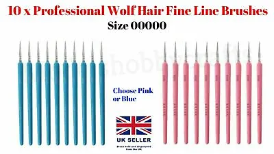 1-10 Professional 00000 Wolf Hair Artist Fine Line Painting Brush Model Crafts • £12.99