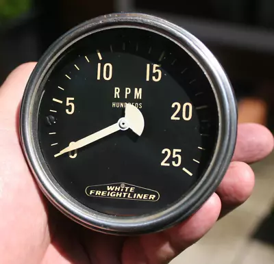 60s 70s White Freightliner Truck Vintage 2500 RPM Tachometer By Stewart Warner • $65