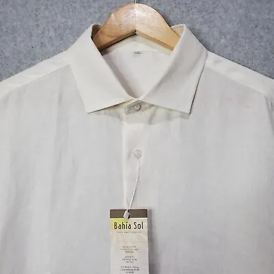 Bahia Sol Shirt 100% Linen Long Sleeve Button Up Size XL Ivory Bone Lightweight  • $15.98