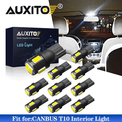 10PC T10 SMD LED Car CANBUS Error Free Wedge Light Bulb 6000K White 501 194 W5W • $7.99