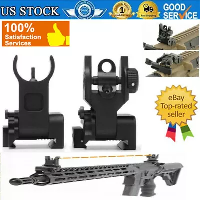 Sights Set Tactical Folding Back Up Iron Sight Flip Up Front Rear Picatinny Rail • $18.99