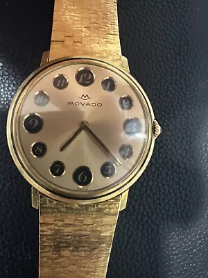 Vintage 18K Movado Rare Telephone Face Gold Bracelet Watch • $3500