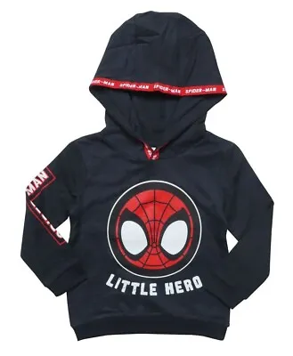 Marvel Spiderman Baby Boys Cotton Navy Blue Fleece Jumper Sweatshirt Hoodie 9-36 • £7.99