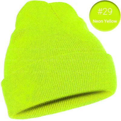 Beanie Hat Cap Plain Knit Ski Skully Cuff Winter Warm Slouchy Men Women Solid CF • $5.99
