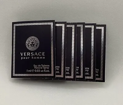 6 X Versace Pour Homme Eau De Toilette Natural Spray 1ml/0.03oz Ea Mini Size New • $12.99