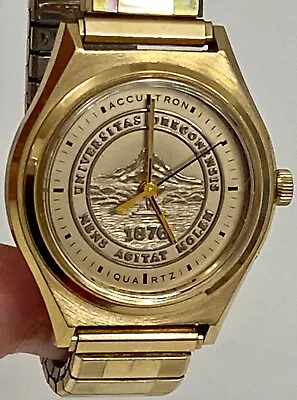 VTG BULOVA N7 ACCUTRON WATCH Spiedel Band MIND OVER MATTER University Of Oregon • $95