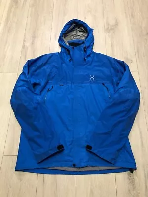 Men's Haglofs Goretex XCR Shell Mountain Waterproof Outdoor Blue Jacket Size XL • £79.48